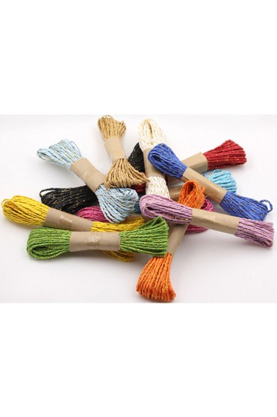 PC015 Colored environmental Raffia paper rope, two-color double-strand rope, gold silk paper rope, handmade diy weaving, handmade rope material side view
